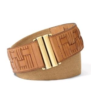 FOSSIL | Basketweave Leather Belt Elastic Brown Sz M